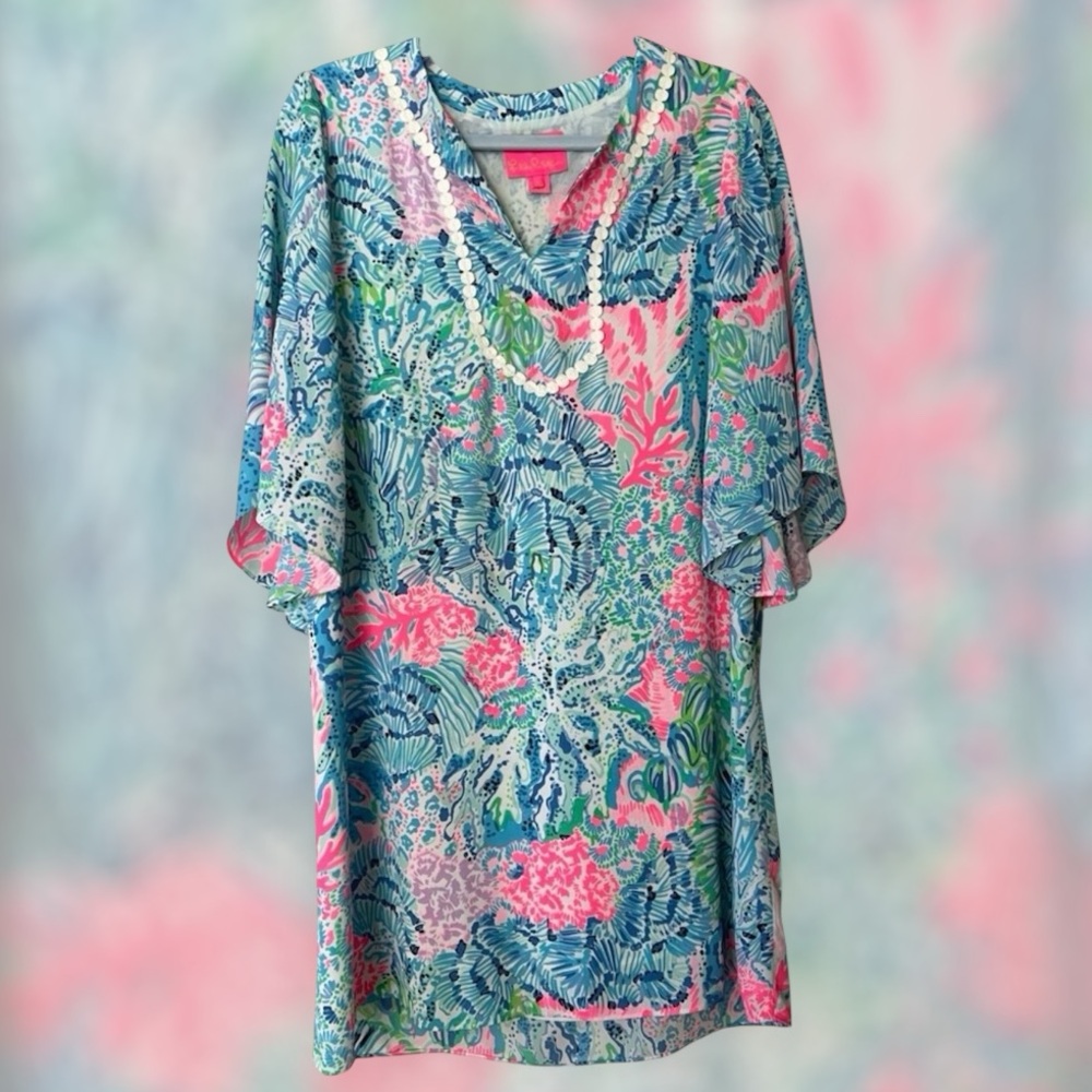 Lilly Pulitzer Delancey EUC Sink or Swim V Neck Lined Dress Sz S